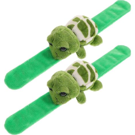 Bracelet à claquer en forme de tortue en peluche (lot de 2) - Cadeau idéal pour une fête sur le thème des animaux en peluche (1/5)