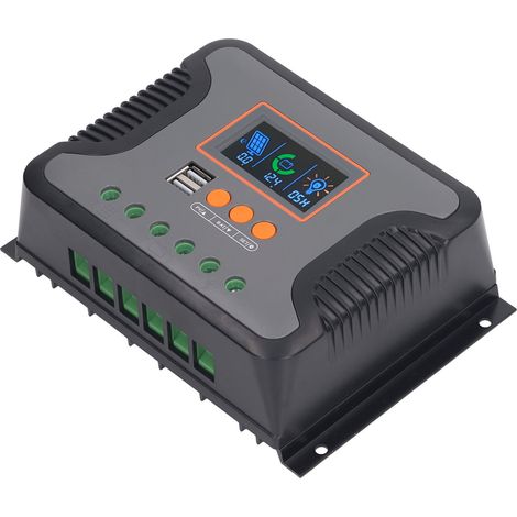 PWM-Solar-Laderegler 80 A 12 V 24 V 36 V 48 V mit zwei USB-Anschlüssen und LCD-Display zum Laden von Akkus (1/5)