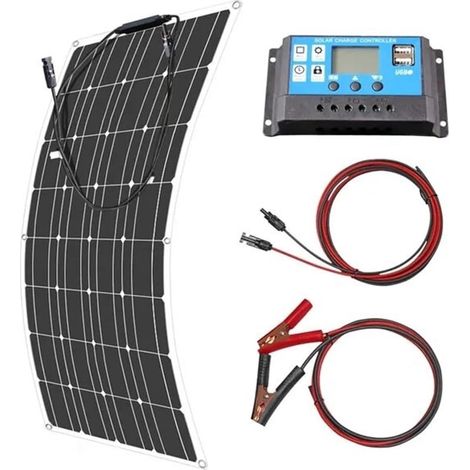 Chargeur De Panneau Solaire Panneau Solaire Flexible 12V 600W 100W 200W 300W 400W 500W Meilleur Panneau Solaire monocristallin étanche Pliable for Bateau RV(100w Solar Kit) (1/5)