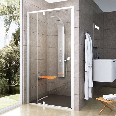 Ravak Pivot - Puerta de ducha PDOP2-110, 106-111 cm, blanca/vidrio transparente 03GD0101Z1