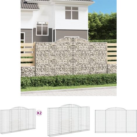 The Living Store - Gabionen mit Hochbogen 2 Stk. 300x30x160/180cm Verzinktes Eisen (1/5)