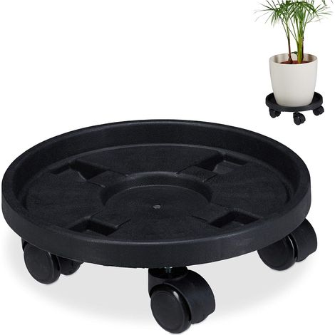 Plateau à roulettes pour Plantes, Jeu de 2, Support pour Fleurs avec Roues, intérieurt, extérieur (1/5)