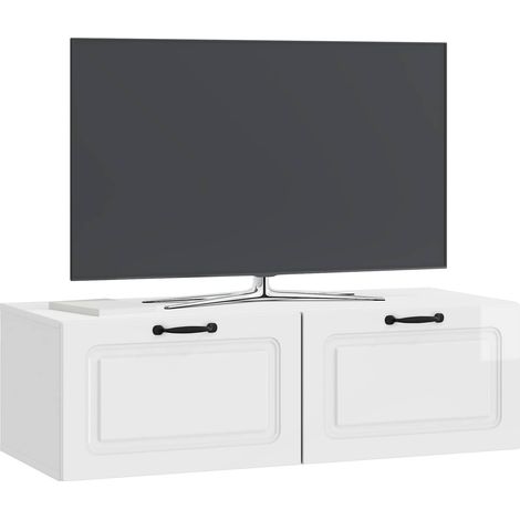 Maison Exclusive - Wandmontierter TV-Schrank Hochglanz Weiß 98 x