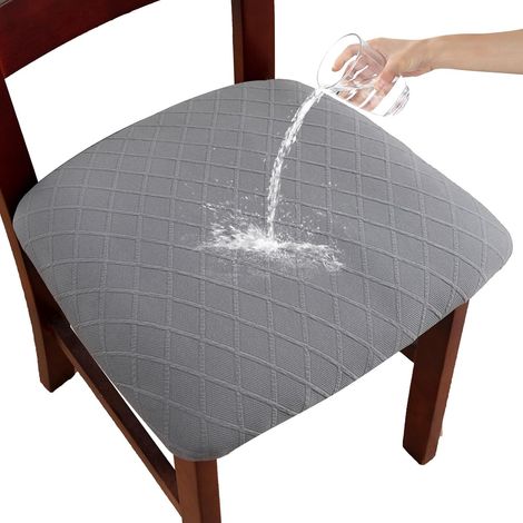 Lot de 4 housses de chaise, adaptées à la protection des coussins de chaises de salle à manger et de cuisine (gris clair) (1/5)