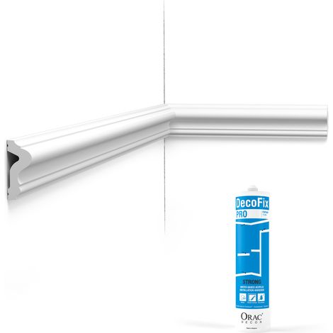 Pack 10 mètres Cimaise murale P8020 avec colle - Orac x Cimaises-et-plus - 6x2,5x200cm (h x p x L) - moulure décorative polyuréthane