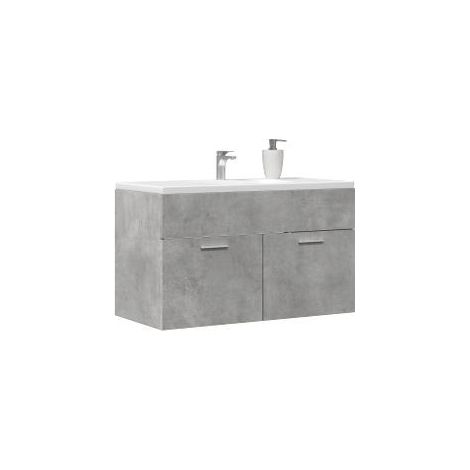 Armoire de lavabo de salle de bain gris béton bois d'ingénierie