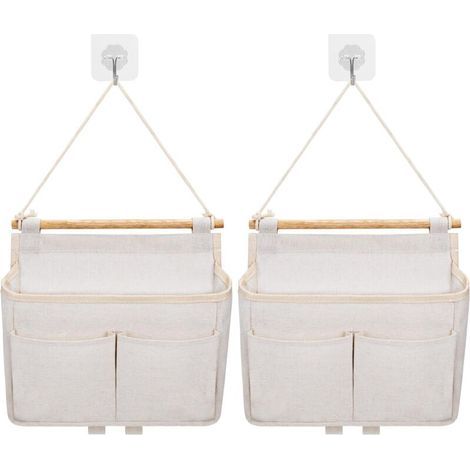 Borsa da Parete, 2 Pezzi Organizzatore a Sospensione con Tasche (Beige) (1/4)