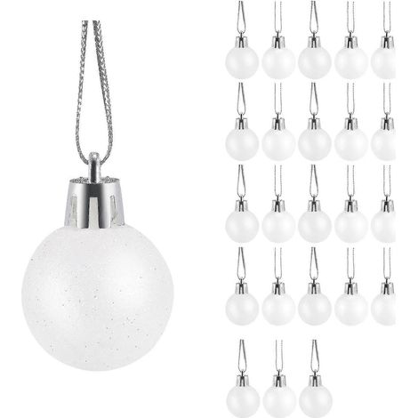 24 boules de Noël chics, décoration de sapin blanche unie (1/5)