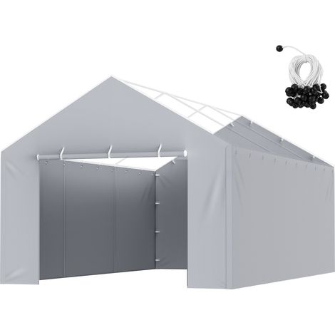 VEVOR Toile deauvent de rechange abri de voiture, 6,1 x 3,7 m, bache de garage paroi laterale, impermeable protegee contre UV, installation facile elastiques a billes, gris (haut et cadre non inclus)