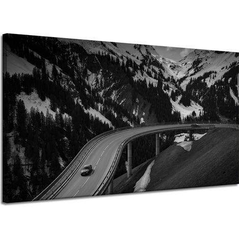 Leinwanddruck Naturstraße durch die Berge 120x70 cm