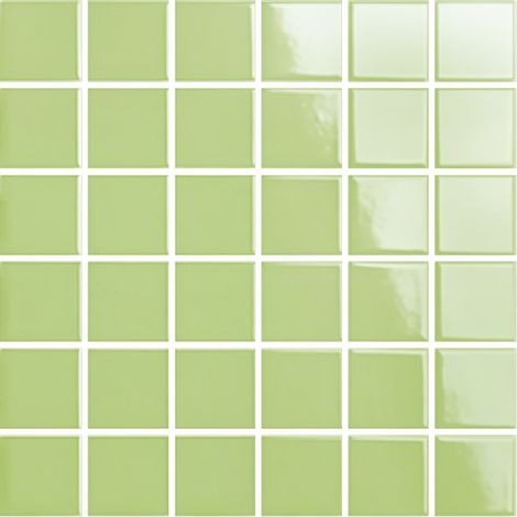 Mosaïque de grès cérame PICCOLO VELVET 5x5cm (finition brillante) - Lime green - - 406 - Lime green - boîte de 0.93 m2