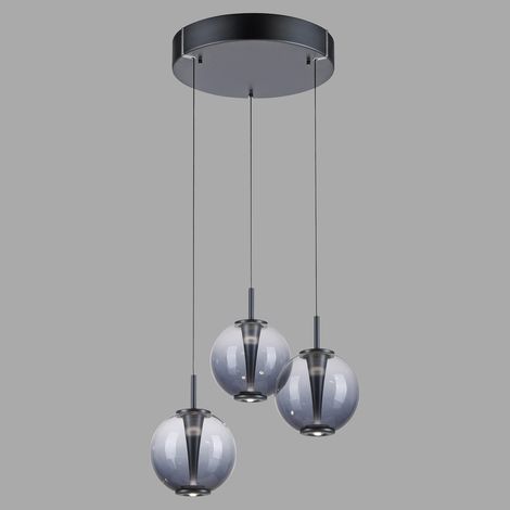 Lampe pendante Vide Pure E-Infinty Gris mystique avec verre fumé - 2222-15