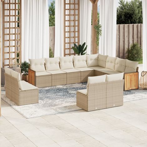 Set de sofás de jardín 12 pzas y cojines ratán sintético marrón vidaXL (1/5)