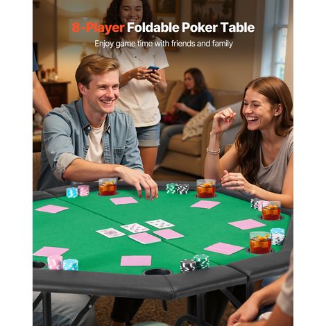 Table de Poker Pliable 126 cm pour 8 Joueurs, Table de Casino Octogonale pour Blackjack et Texas Holdem, avec Rails Rembourrés et P… (1/5)