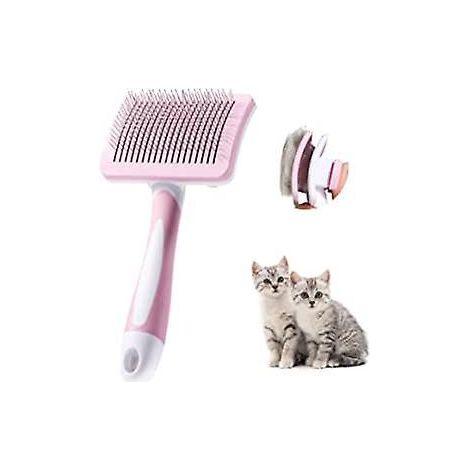 pinceau Pour Chat Et Chien Rose, Brosse Pour Chat, Brosse Auto - Nettoyante Pour Animaux De Compagnie, Brosse Poils Longs Et Courts, Chat Et Chie (1/5)