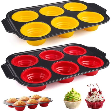 2-Piece Silicone Muffin Mold, 6 Cupcake Silicone Muffin Mold (1/5)