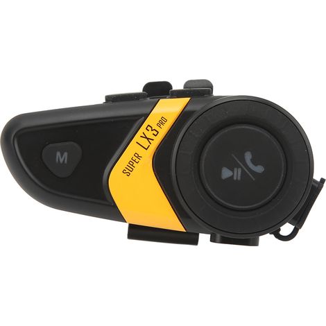 Casque moto interphone Bluetooth 5.0 portée 500m communication mains libres système universel jaune (1/5)