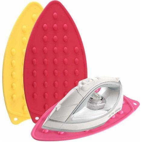 Set di 2 tappetini in silicone per appoggiare il ferro da stiro, perfetti per assi da stiro, cuscinetti resistenti al calore, supporto in gomma portatile e universale per strumenti di stiratura caldi (1/4)