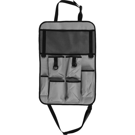 Organisateur de siège arrière pour voiture, tapis de rangement avec plusieurs poches, grande capacité, facile à suspendre, accessoire de voyage pour voiture, camion, gris (1/5)