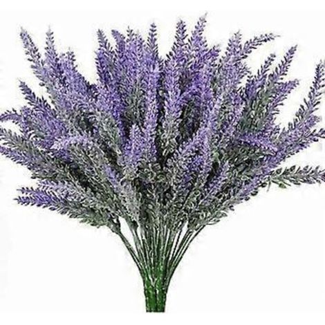 Lavande artificielle charmante, bouquet de mariée et centre de table, bouquets de fleurs en soie réalistes, élégants bouquets violets et verts (3 pièces), fleurs artificielles non toxiques (1/5)