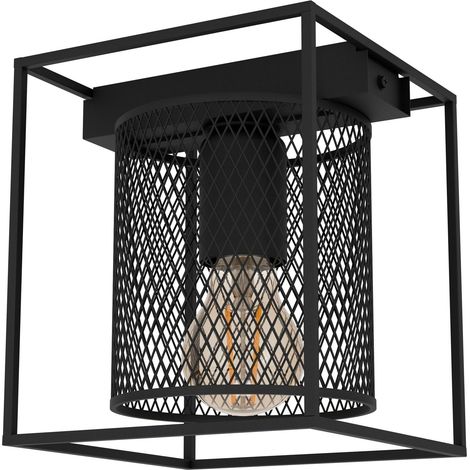 Plafonnier Catterick, lampe de plafond carré au design industriel (1/4)