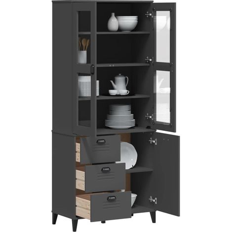 Highboard VIKEN Anthrazit 80x40x190 cm Massivholz Kiefer (1/5)