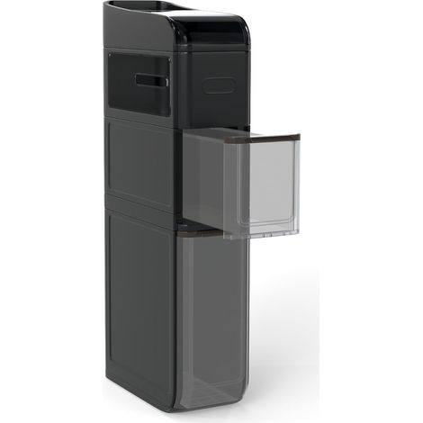 Mobiletto da bagno stretto con 2 cassetti, porta fazzoletti, nero