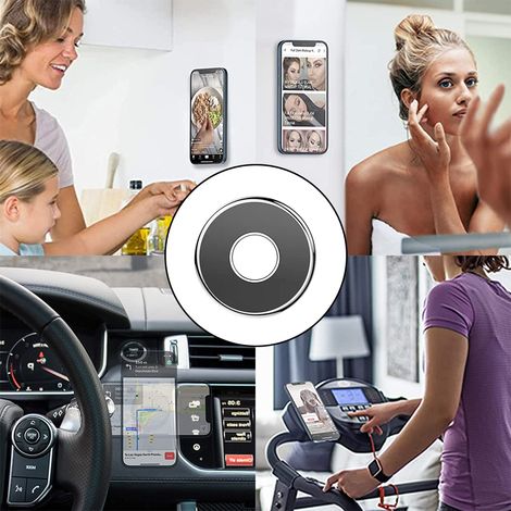 Support magnétique pour téléphone de voiture (1 pièce), kit de fixation pour téléphone portable - Noir et argent (1/5)