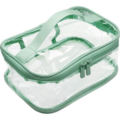 Trousse à cosmétiques étanche transparente portable (vert) (1/3)