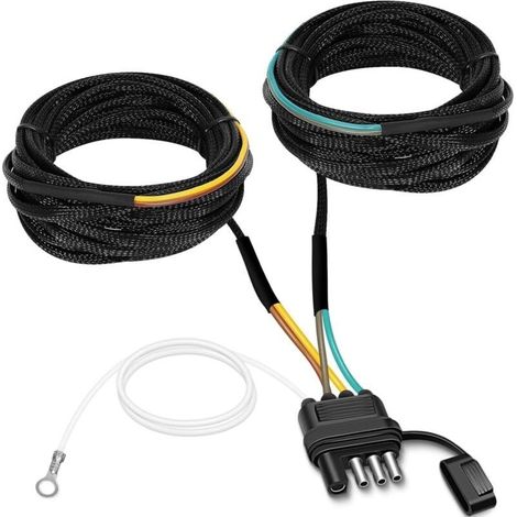 Faisceau de câbles pour feux de remorque à 4 broches et 5 fils, câble d'extension pour clignotants de frein 18 AWG de 22 pieds, pour camping-car avec fil de feu de freinage recouvert de PVC (1/4)