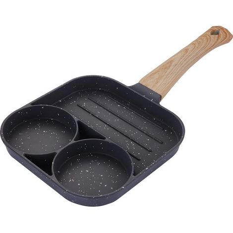 Poêle à crêpes et à griller 2-en-1, poêle antiadhésive multifonction pour crêpes, œufs et omelettes, compatible induction, sans couvercle, noir (1/5)