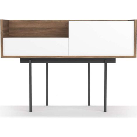 Recibidor modelo 673 acabado nogal combinado con blanco, 84cm(alto)  122cm(ancho) 42cm(prof.) (1/4)