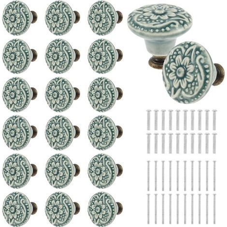 Set mit 20 Keramik-Türknöpfen – Dekorative Vintage-Schubladenknöpfe für Möbel (1/5)