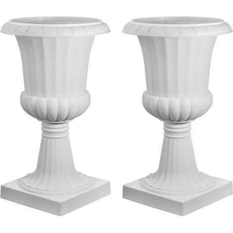 Mophorn Blumenspindel aus Kunststoff, 40x67 cm, 2er-Set, dekorative Pflanzgefäße. Pflanzkübel, Pflanzschalen in Weiß, ideal für Veranda, Hochzeiten, Feiern, Zuhause, Bühnen, Balkone und Terrassen. (1/5)