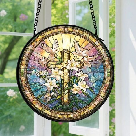 Capteur de soleil en vitrail - décoration spirituelle 15cm (1/4)