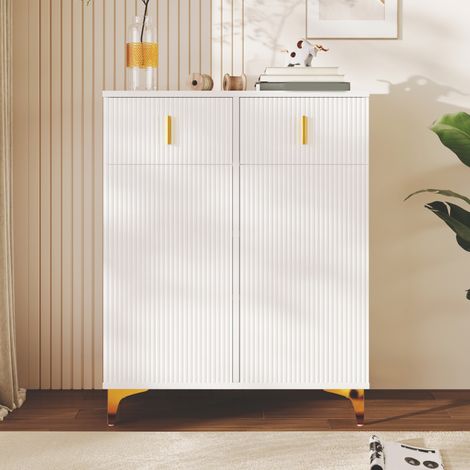 meuble rangement buffet 2 portes 2 tiroirs blanc OKMYHOME (1/5)