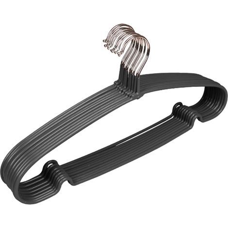 Paquet de 10 cintres antidérapants, cintres durables pour-Noir (1/5)