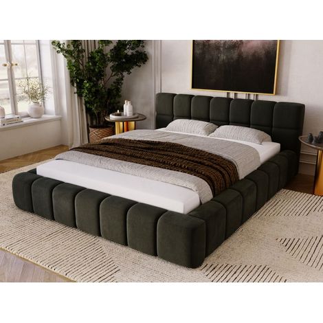 Lit rembourré avec rangement 120x200 tissu velours gris foncé Alicante (1/5)