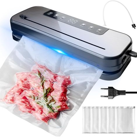Machine à emballer sous vide professionnelle 6 en 1 - 75 Kpa - Avec 50 sacs d'emballage sous vide et 1 tuyau pour sec, humidité, fraîcheur (1/5)