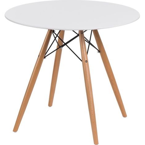 MESA REDONDA blanca/natural DTW 80cm Escandinava (1/2)