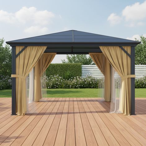 Pergola autoportante 360x360 cm aluminium polycarbonate anthracite (1/5)