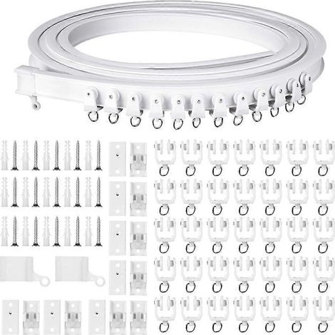 Rideau coulissant polyvalent 5 mètres avec roulettes silencieuses, kit de rail pour séparation de pièce, usage domestique et professionnel, facile à installer. (1/4)