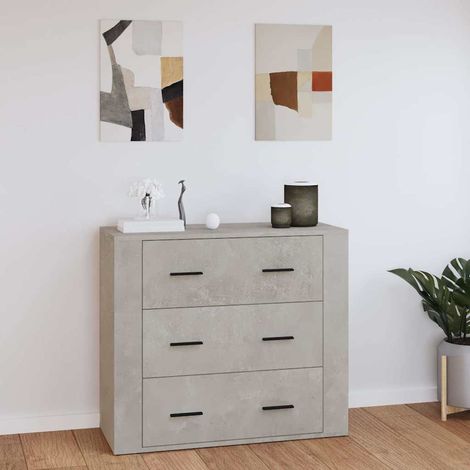 Buffet - Armoire de rangement Enfilade Gris béton 80x33x70 cm Bois d'ingénierie BV593980 - BonneVie (1/5)