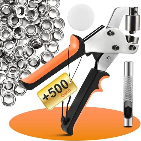Pince à Œillets avec 500 Œillets de 10mm en Acier Inoxydable - Kit Complet pour Installation d'Œillets pour Bâches, Toiles et Cuir (1/5)