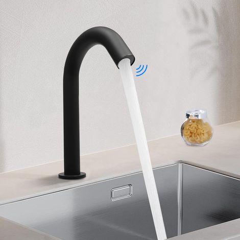 Schwarz Single kalte Induktion Wasserhahn Infrarot-Sensor Automatischer Wasserhahn Wohnung Küche Badezimmer Restaurant