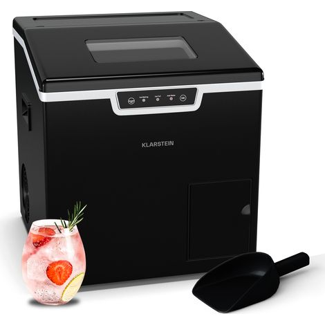 Klarstein Icefestival Bullet Ice Maker Machine, 20kg/24h, 400W, Grated Ice Option, 3L Tank, 1.9kg Storage, Self-Cleaning, LED Display, Black - Ideal for Home, Bars, Events