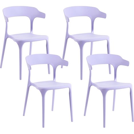 Lot de 4 Chaises de Jardin Moderne en Plastique Résistant aux Intempéries Intérieur Extérieur Violet Gubbio (1/5)