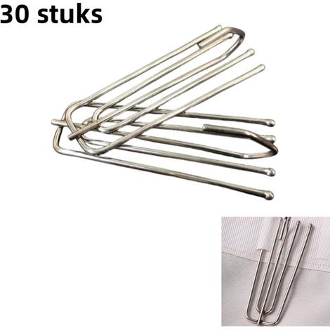 30 crochets à rideaux à 4 griffes, en acier inoxydable, pour rideaux plissés - adaptés aux fenêtres, portes, salles de bains, crochets en tissu en acier inoxydable - accessoires pour rideaux - argent (1/5)