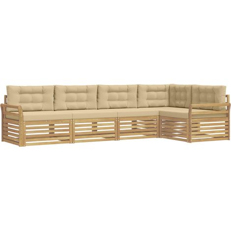Outdoor Sofa Set 5 pcs White and Beige 329 x 170.5 x 73 cm vidaXL (1/5)