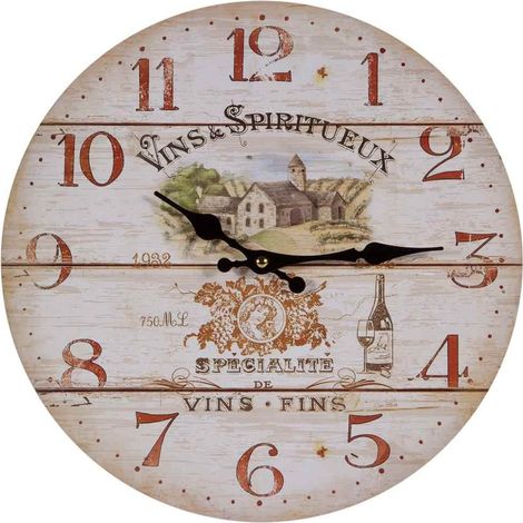 Reloj de pared de madera marrón d34x2 (1/4)